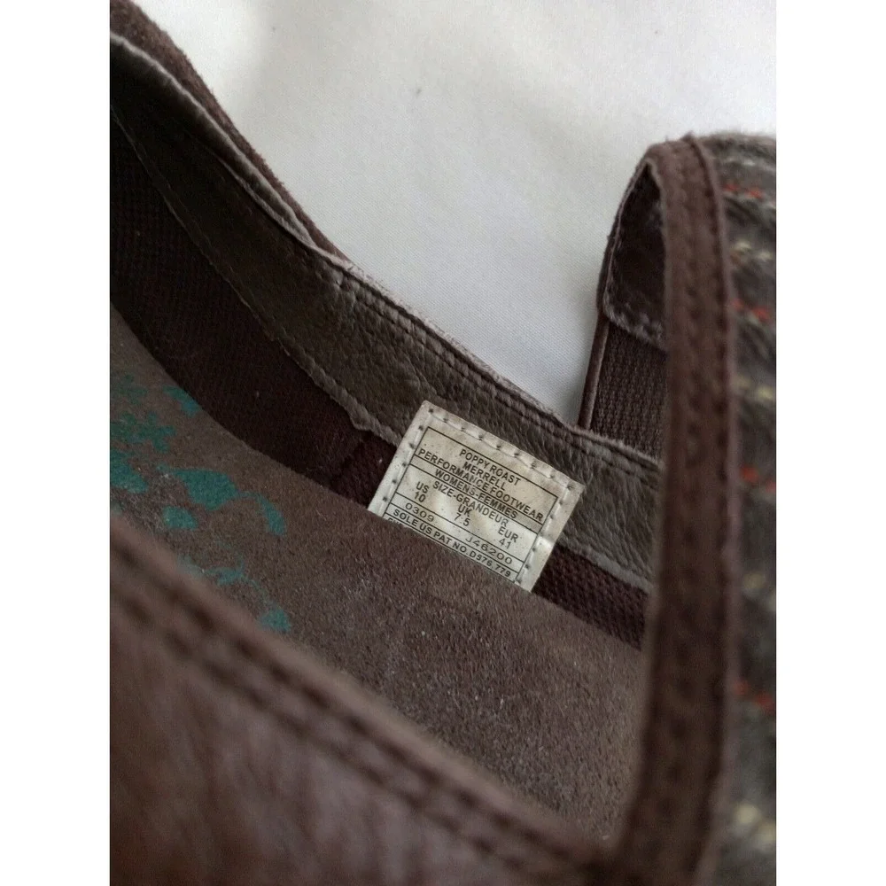 Merrell Poppy Roast Brown Leather Mary Jane Wedge Heel Shoes Vibram‎ Women's 10
